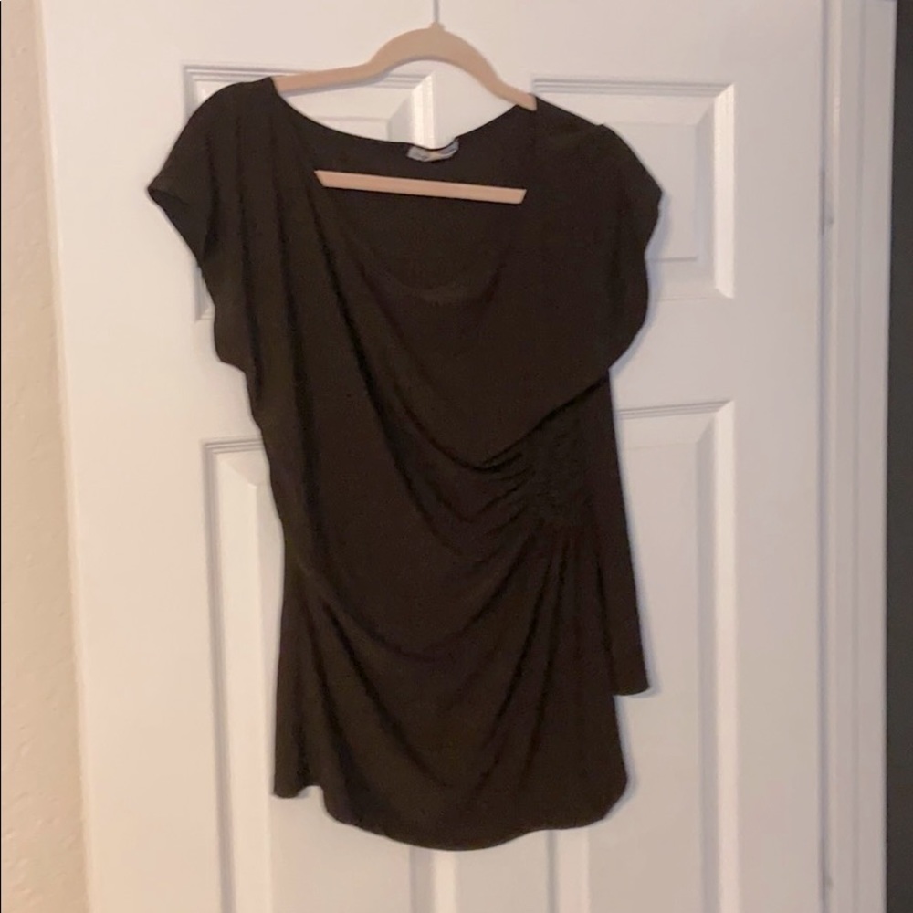 Brown blouse with side rouching